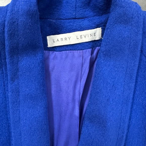Vintage 70s Larry Levine Women Union Made ILGWU Blue Wool Crest Embroidered Coat - Picture 7 of 15
